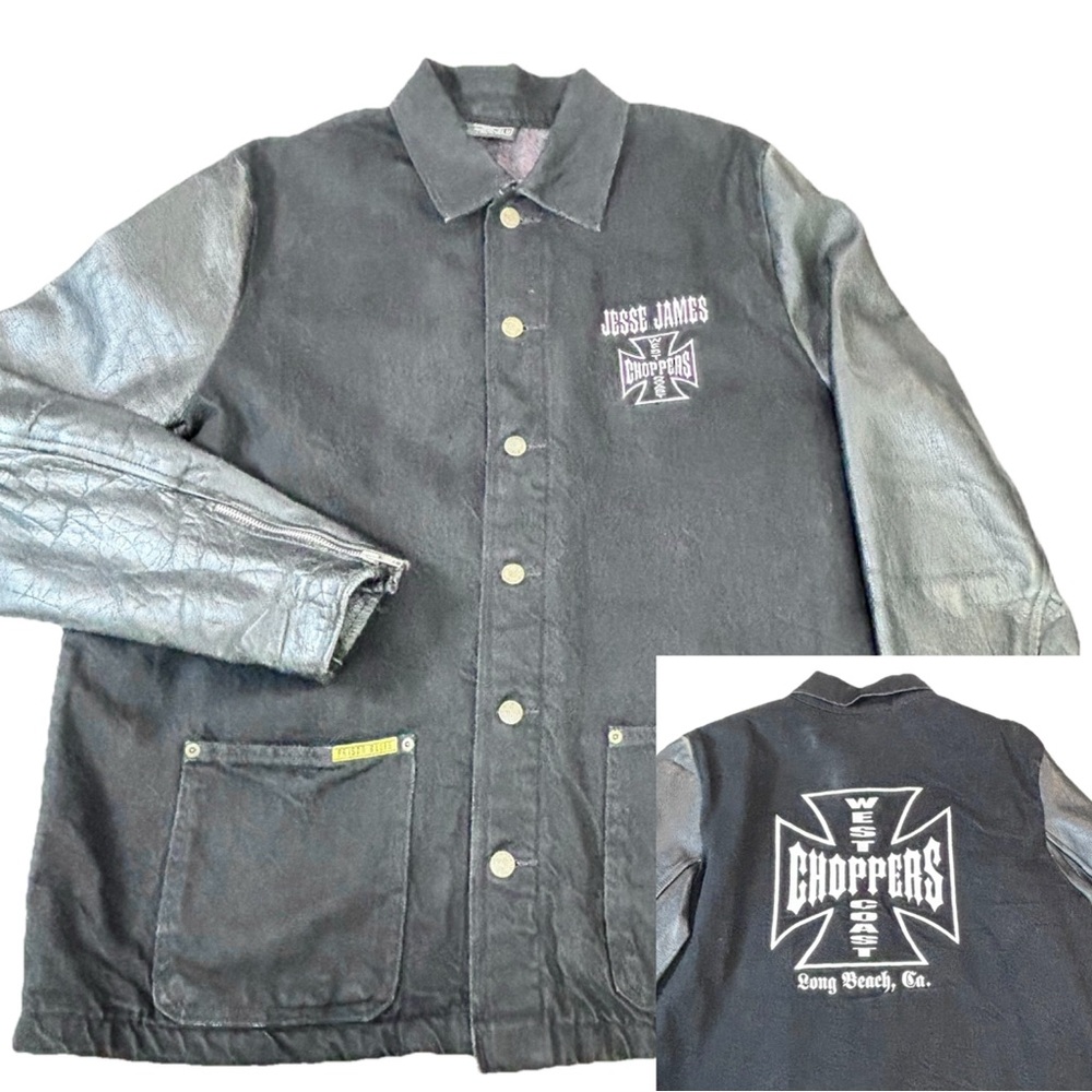 Vintage Jesse James West Coast Choppers Biker Leather Chore Jacket Men’s Large